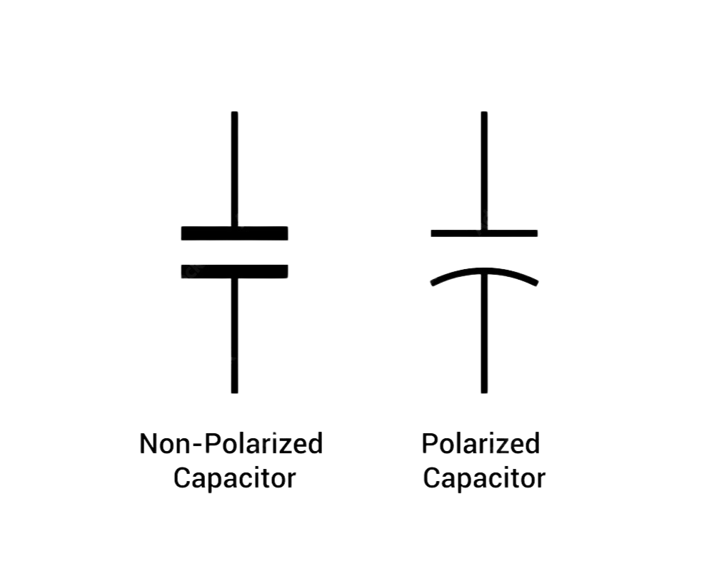  Non-Polarized and Polarized Capacitor Symbols