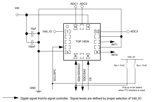 LIS3DH Electrical Connections